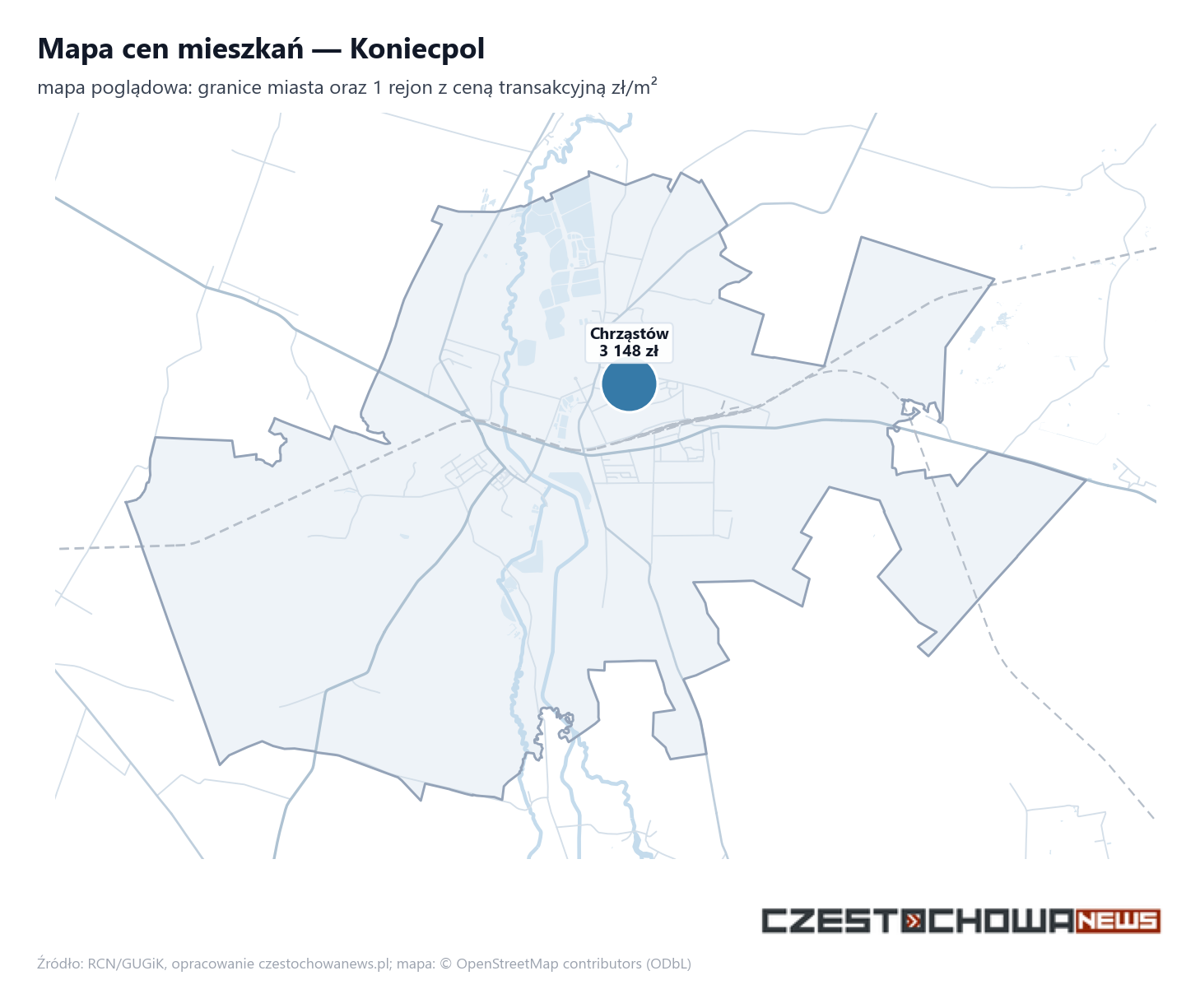 Mapa cen mieszkań - Koniecpol