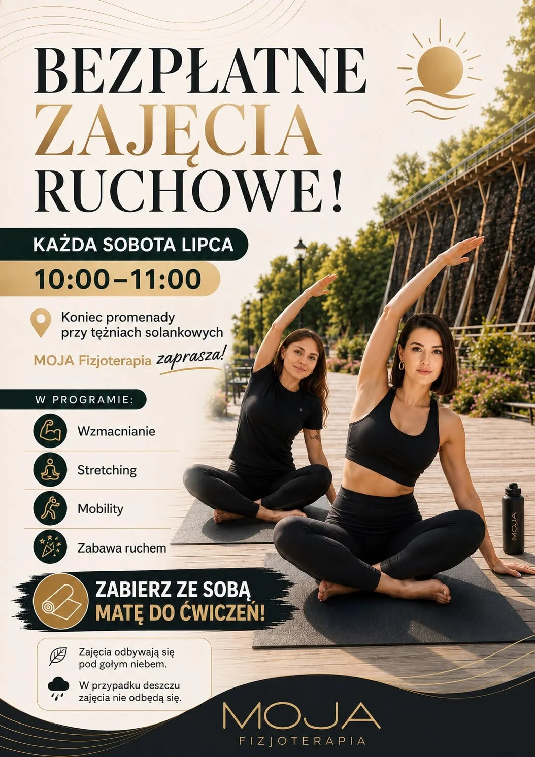 Grafika promocyjna wydarzenia Bezpłatne zajęcia ruchowe z MOJA Fizjoterapia w Częstochowie