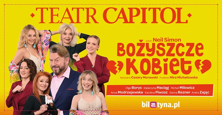 Grafika promocyjna wydarzenia Bożyszcze kobiet — komedia o pokusach i rutynie w Filharmonii Częstochowskiej