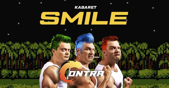 Obrazek przedstawia grafikę promocyjną wydarzenia Kabaret Smile w Częstochowie — program CONTRA (7 grudnia 2025)