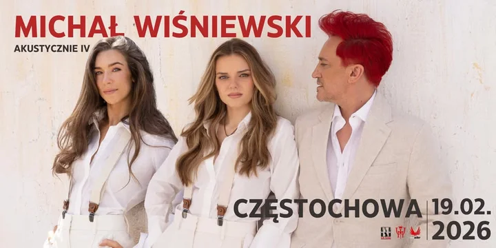 Obrazek przedstawia grafikę promocyjną wydarzenia Michał Wiśniewski akustycznie — koncert w Częstochowie