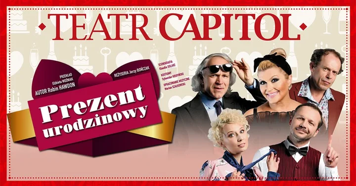 Grafika promocyjna wydarzenia Częstochowa: „Prezent urodzinowy” — komedia w Filharmonii Częstochowskiej