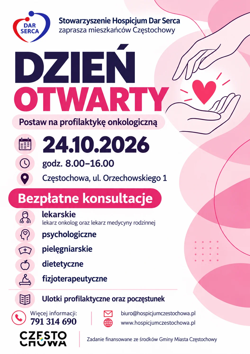 Grafika promocyjna wydarzenia Dzień otwarty Stowarzyszenia Hospicjum „Dar Serca”