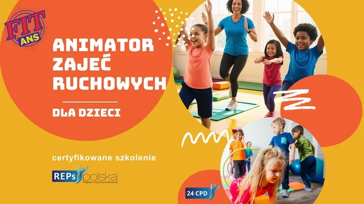 Obrazek przedstawia grafikę promocyjną wydarzenia Szkolenie: animator zajęć ruchowych dla dzieci