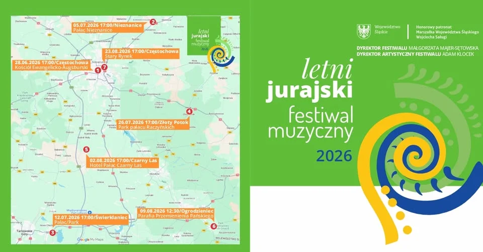 Grafika promocyjna wydarzenia LETNI JURAJSKI FESTIWAL MUZYCZNY 2026 koncerty regionu