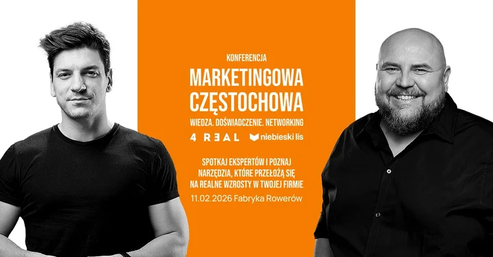 Grafika promocyjna wydarzenia Marketingowa Częstochowa: wiedza, doświadczenie i networking