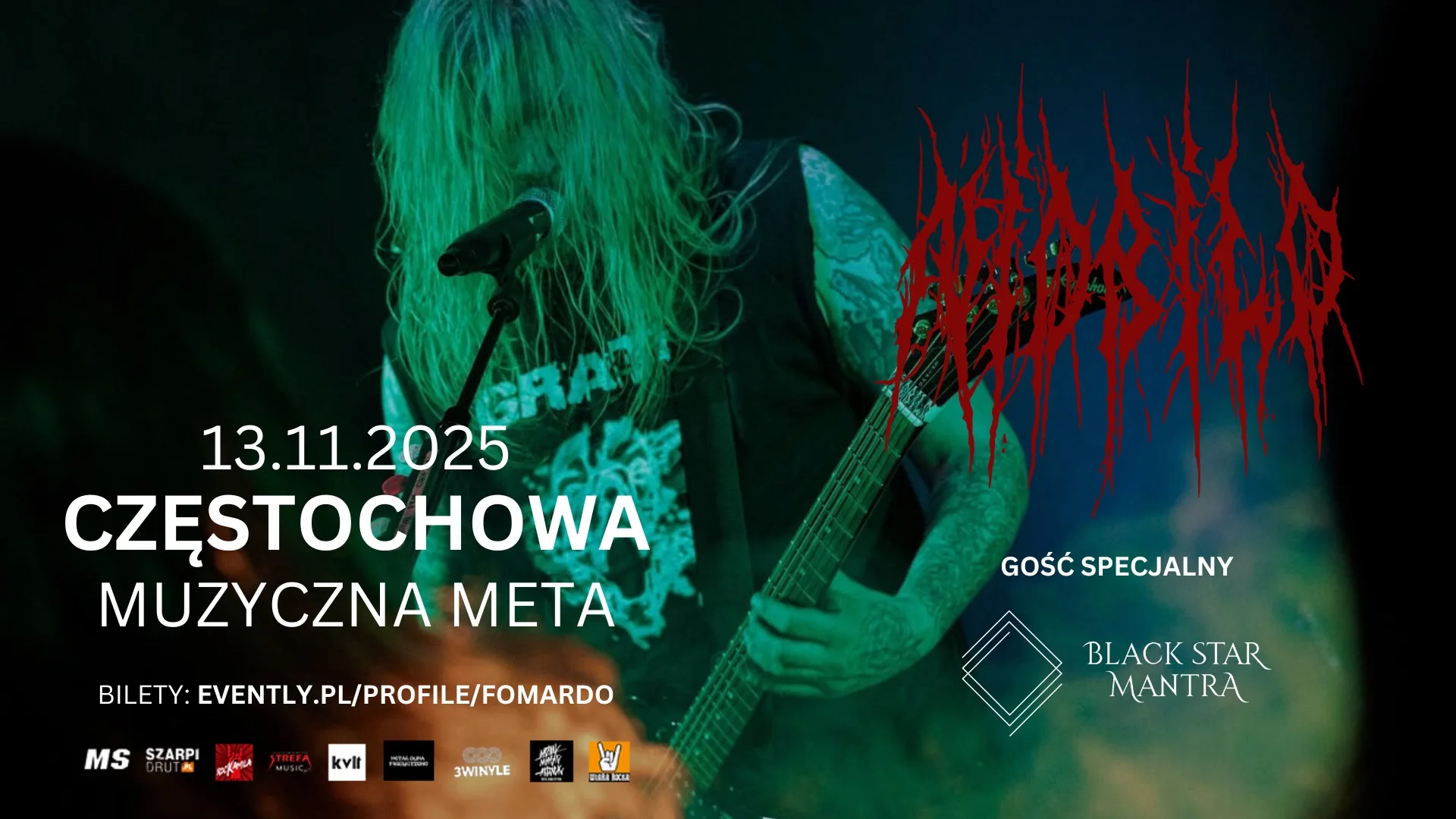 Obrazek przedstawia grafikę promocyjną wydarzenia Koncert zespołów Nidbild i Black Star Mantra w Częstochowie