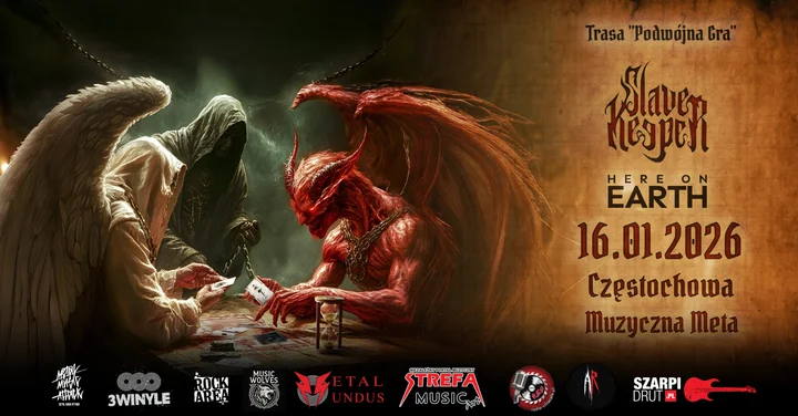 Grafika promocyjna wydarzenia Slave Keeper + Here on Earth — koncert w Muzycznej Mecie (Częstochowa)