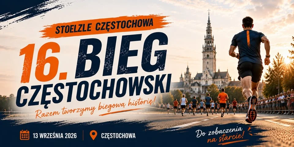 Grafika promocyjna wydarzenia STOELZLE Częstochowa 16 Bieg Częstochowski w 2026 roku