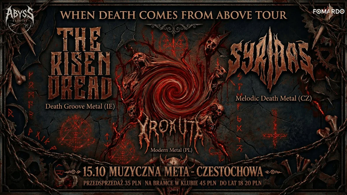 Grafika promocyjna wydarzenia The Risen Dread & Syridas w Częstochowie – koncert metalowy