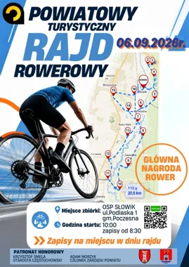 Grafika promocyjna wydarzenia Powiatowy Turystyczny Rajd Rowerowy Poczesna