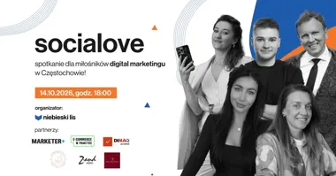 Grafika promocyjna wydarzenia Socialove: marketing cyfrowy w Częstochowie