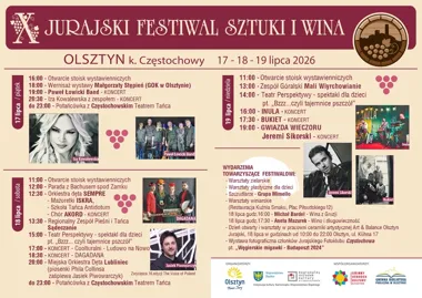 Grafika promocyjna wydarzenia X Jurajski Festiwal Sztuki i Wina