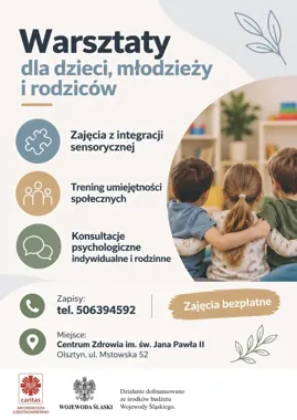Bezpłatne warsztaty w Olsztynie. Pomoc dla dzieci, młodzieży i rodziców