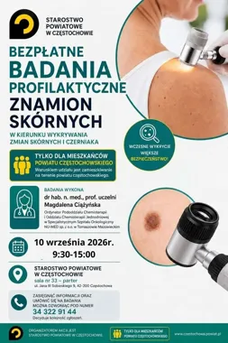 Bezpłatne badania znamion w powiecie częstochowskim. Decyduje kolejność zgłoszeń