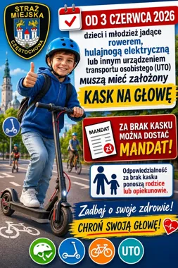 Kask stał się obowiązkowy - w Częstochowie rodzice muszą uważać